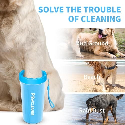 Professional 7 in 1 Dog Paw Cleaner for Dogs & Cats - Includes 1 Portable Paw Washer, 1 Bath Brush, 2 Dog Toothbrushes and 3 Absorbent Towels Note: Fits Paws 2.5 to 3.5 Inches Wide (Large, Blue) thumbnail 3
