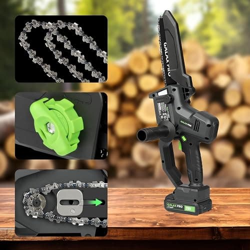 GALAX PRO 8 Inch Mini Chainsaw with Auto Oiler[2025 Upgraded]Handheld Cordless Electric Chain Saw with 2x2.0Amh Batteries for Outdoor Tree Branch Cutting,Home Improvement, Garden & Orchard Pruning thumbnail 5