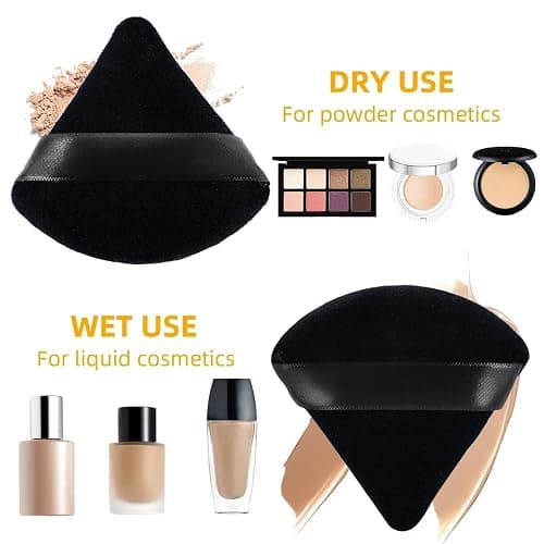 ZHIYE 4pcs Triangle Powder Puffs, Reusable Face Makeup Puff, Multifunctional Facial Makeup Tool Wet, Dry Dual-Use Makeup Sponge for BB CC Cream Liquid Foundation(BLack) thumbnail 3