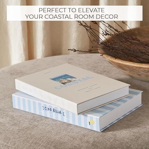 Beautiful Decorative Books - Set of 2 Coastal Room Decor Boxes Enhance Any Coffee Table, Bookshelf or Mantel Shelf - Aesthetic Fake/Faux Books for Modern Home Decoration, Photo Storage/Keepsake Box thumbnail 3