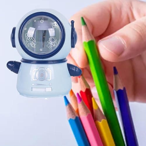 Electric Pencil Sharpener Cute Cartoon Design, Battery USB Powered, Safe for Classroom, Electric Pencil Sharpener for (Light Blue) thumbnail 2