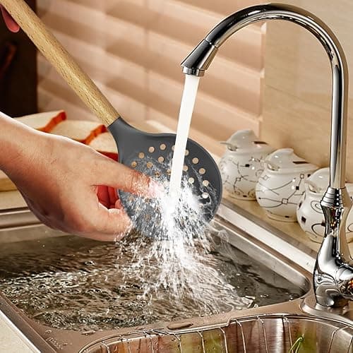 Silicone Cooking Utensils Kitchen Utensil Set - 446°F Heat Resistant Silicone Kitchen Utensils Set, Spatula,Turner Tongs, Spoon, Brush, Whisk,Kitchen Gadgets for Nonstick Cookware, BPA Free (Gray) thumbnail 8