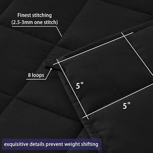 yescool Weighted Blanket for Adults (20 lbs, 60" x 80", Black) Cooling Heavy Blanket for Sleeping Perfect for 190-210 lbs, Queen Size Breathable Blanket with Premium Glass Bead, Machine Washable thumbnail 4