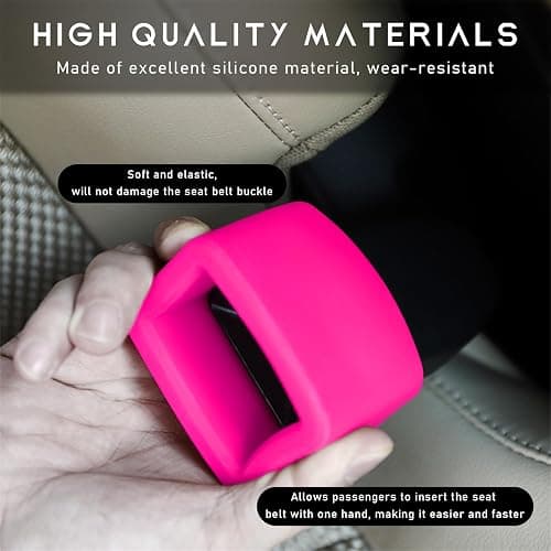 Ohleats 2 PCS Seat Belt Buckle Holder, Silicone Buckle Booster Raises Your Seat Belt for Easy Access, Buckle Cover Makes Receptacle Upright Buckling, Car Accessories for Kids (Bright Pink) thumbnail 3