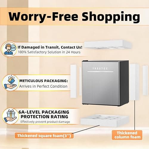 Frestec 1.7 Cu.Ft Mini Fridge with Freezer, Mini Fridge for Bedroom, Small Refrigerator, Dorm Refrigerators with Freezer, Compact Refrigerator for Office, Apartment, Dorm, Bedroom (Grey) thumbnail 7