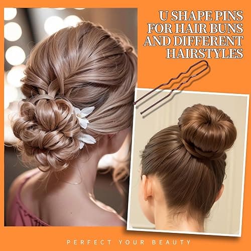 Teenitor 300pcs Bobby Pins Hair Pins Kit, 100 Hair Pin for Women 100 Bobby Pins Brown and 100 Hair Bands, Hair Pins for Buns 2inch 2.36inch 2.75inch thumbnail 2