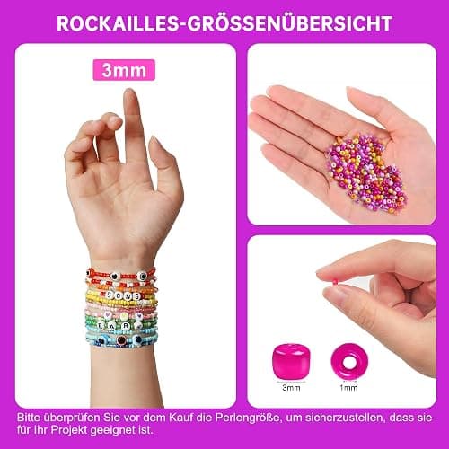 Dazhqp 45000 3mm 144 Farben Armbänder,Armbänder Selber Machen Mit Glasperlen, Perlen Set Zum Auffädeln,Perlenset für Weihnachten Partys Kinder Feiertage DIY Bracelet Making Kit Halsketten Handwerk thumbnail 6