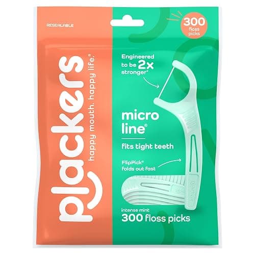 Plackers® Micro Line® Floss Picks - Intense Mint, Floss Fiber Made Without PTFE, 300 Count - Image 1