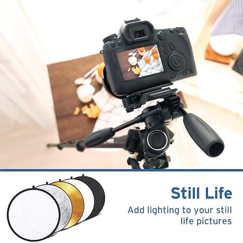 Etekcity 24" (60cm) 5-in-1 Photography Reflector, Multi-Disc Light Reflectors for Photography, Collapsible with Bag - Translucent, Silver, Gold, White and Black - 24 Inch thumbnail 6