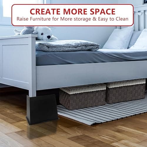 HANIHUA 4 Pack Bed Risers 6 inch Heavy Duty, Oversized Furniture Risers, Extra Wide Bed Lifts Risers for Table, Sofa, Dorm Twin XL, Couch, Desk, Bed Frame Risers Supports Up to 6,500 Lbs thumbnail 6