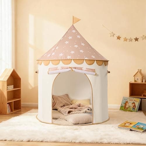 Tiny Land Kids Play Tent – Khaki Castle Tent for Kids Indoor, Neutral Toddler Tent for Girls & Boys, Portable Playhouse for Imaginative Play, Toys Gifts for 2 Year Old Girl & Boy thumbnail 14