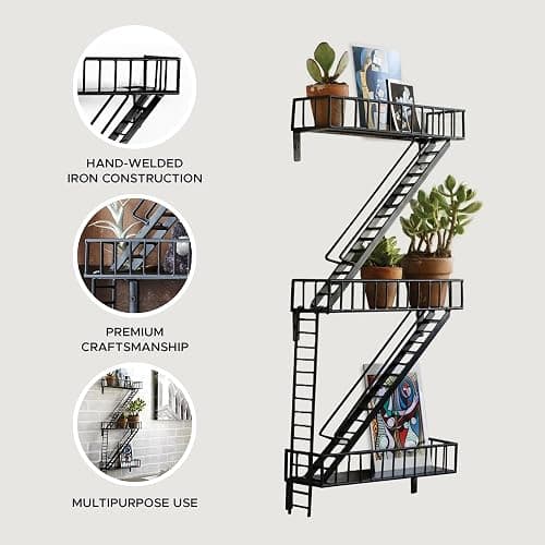 Design Ideas 3 Tier Novelty Fire Escape Steel Shelf for Storage in Bathroom, Kitchen, and Bedroom thumbnail 4