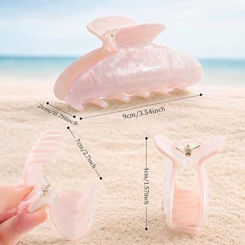 4Pcs Large Hair Claw Clips - Acrylic Big Hair Clips for Thick Hair Strong Hold Hair Jaw Clips Non-slip Banana Hair Barrettes Clips for Women Girls (Sparkle(white/purple/pink/green)) thumbnail 3