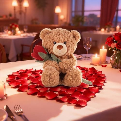 Apricot Lamb Toys Plush Brown Flower Teddy Bear with Rose Stuffed Animal Soft Cuddly for Kids Girlfriend Mother's Day Valentine's Day (8 Inches) thumbnail 2