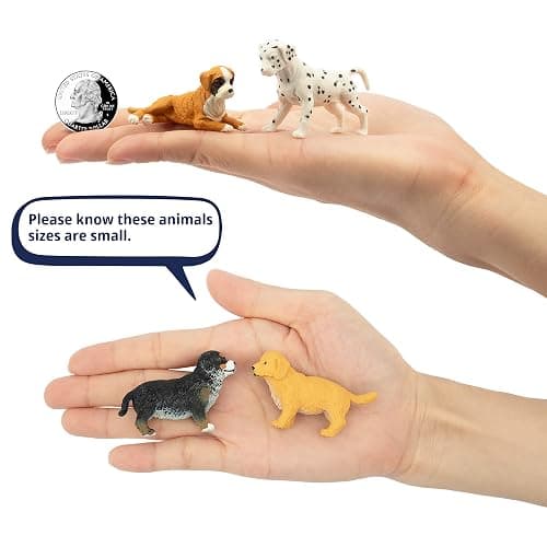Toymany 12PCS Mini Dog Figurines Playset, Realistic Detailed Plastic Puppy Figures, Hand Painted Emulational Tiny Dogs Animals Toy Set, Cake Toppers Christmas Birthday Gift for Kids Toddlers thumbnail 4
