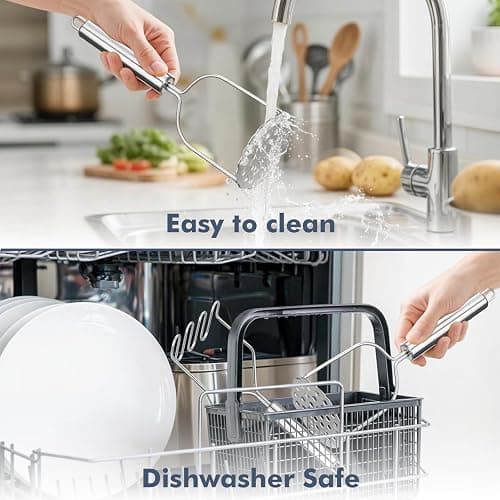 Maclia 2PCS Mashed Potato Masher - Stainless Steel Potato Smasher, Masher Kitchen Tools & Utensils for Avocado, Bean, Salad, Vegetables, Fruit, Food, Meat Smasher Tool for Ground Beef thumbnail 4