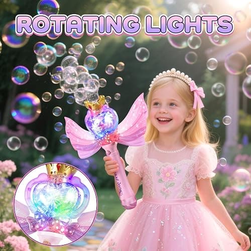 Princess Bubble Wand Machine for Girls, Electric Bubble Mahcine Blower with LED Light & Music, 9000+ Bubbles per Minute, Bubble Maker Gifts for Kids Girls Birthday Party thumbnail 6
