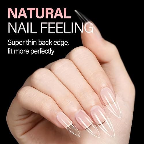 AILLSA Long Almond Nail Tips Full Cover Clear Gelly Nails Tips Half Matte Acrylic Tips Pre-Filed Fake Press on Nail Tips for Extension Home DIY Salon Manicure 216PCS 12 Sizes thumbnail 3