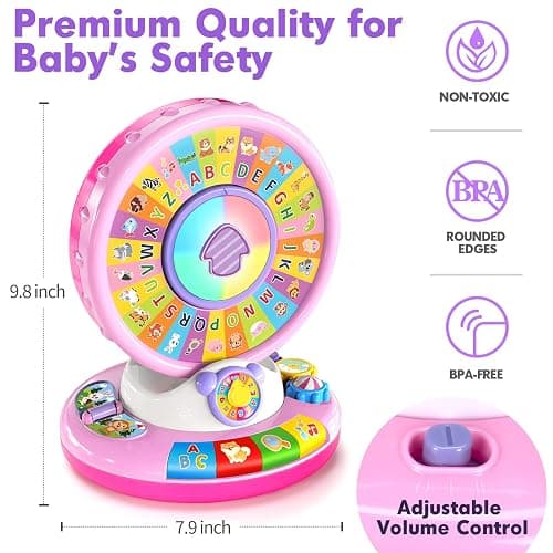 Duchong Learning Toy for 1 2 3 Year Old Girls, Spin and Sing Alphabet Zoo with Sounds, Interactive Educational Toys for Toddlers 1-3, Christmas 1st Birthday Gifts for Baby Girls Boys 9-12-18 Months thumbnail 2