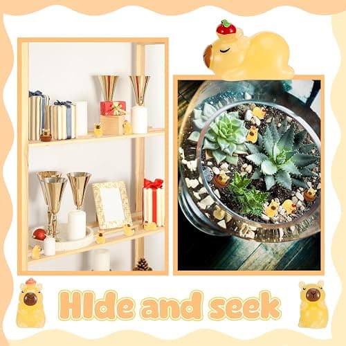 GSrenyu 30PCS Mini Resin Capybara Figurines, Miniature Luminous Capybara Glow in the Dark Little Resin Capybara, Yellow Tiny Capybara Ornament Accessories for DIY Aquarium Decoration Fairy Garden thumbnail 4