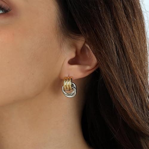 NIXMAX Chunky Gold Knot Earrings thumbnail 7