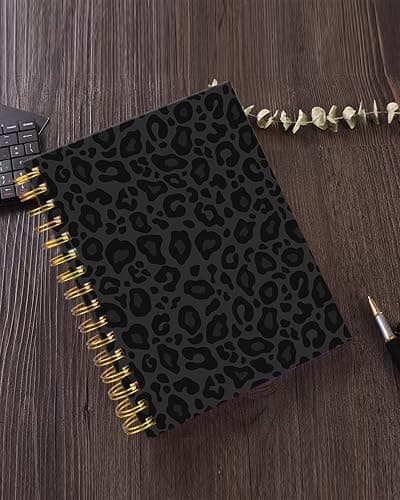 iampanda Spiral Journal Notebook,Strong Twin-Wire Binding with Premium Paper for Girl Women,Cool Cheetah 60 Sheets A5 College Ruled Notebook/Journal,Perfect for School Office Home Gifts,Black Leopard thumbnail 2