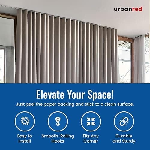 UrbanRed Adhesive Curtain Track, 3 m (9.8 ft) Ceiling Curtain Track | 3 m adhesive curtain track provides smooth ceiling installation for homes, offices and RVs without drilling thumbnail 8