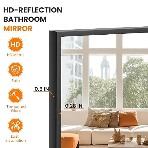TRAHOME Full Length Mirror, Standing Large Floor Mirror with Aluminum Frame for Bedroom, Living Room, Bathroom(Black) thumbnail 3