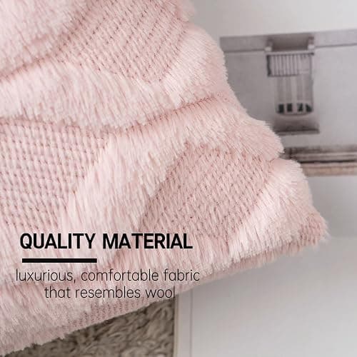 MIULEE Light Pink Throw Pillow Covers 18x18 Set of 2 Spring Decorative Farmhouse Couch Throw Pillows Boho Shells Cute Soft Plush Wool Winter Pillowcases for Valentines Day Bedroom Living Room Sofa thumbnail 2