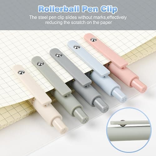 Siwyit Gel Pens, 5 Pcs 0.5mm Quick Dry Black Ink Fine Point Smooth Writing Pens and 10 Refills, Retractable Stylo Gel for Journaling Note Taking, Office Supplies (Morandi-5PC) thumbnail 6