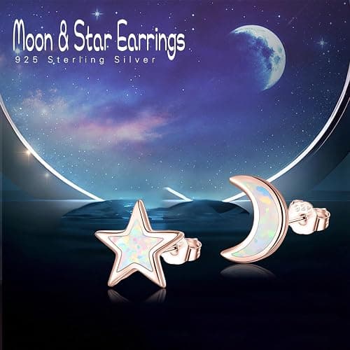 Cuoka 925 Sterling Silver Hypoallergenic Celestial Cute Animal Opal Stud Earrings for Women with Gifts Box thumbnail 7