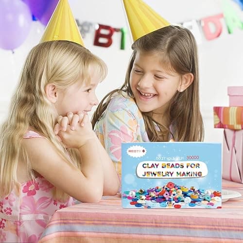 Redtwo 30000 Pcs Clay Beads Bracelet Making Kit, 9 Boxes 192 Colors Friendship Bracelet Kit Flat Polymer Clay Beads for Jewelry Making, Crafts Gift for Girls Ages 6-12 thumbnail 6