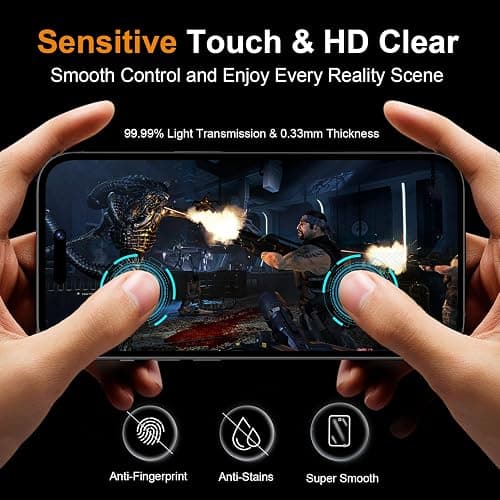 QHOHQ 3 Pack Privacy Screen Protector for iPhone 15 [6.1 Inch] with 3 Pack Camera Lens Protector, Anti Spy Tempered Glass Film, 9H Hardness, HD, Bubble Free, Case Friendly - Black thumbnail 3