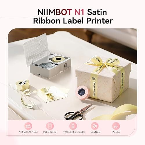 NIIMBOT N1 Ribbon & Tape Printer, Portable Label Maker Machine with Tape, Bluetooth Thermal Transfer Label Printer with Multiple Templates for Gift Wrapping, Wedding, Craft Work, Home Organization thumbnail 2