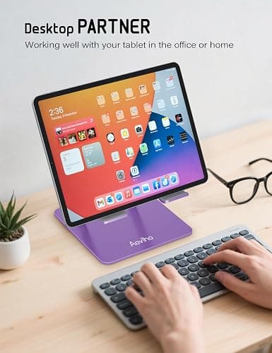 Aoviho Tablet Stand Holder for Desk, Adjustable Desktop Tablet Holder, Foldable Aluminum Tablet Mount for iPad pro 12.9, iPad Air Mini, Samsung Galaxy Tabs Z Fold Kindle Fire 4-12 inch Purple thumbnail 3