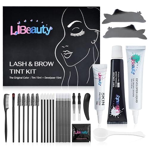 Libeauty Lash Tint Kit with Reusable Dolphin Eye Mask, Eyebrow Tint Kit Black, Large Capacity Eyelash Tint for Salon and Home,15ML - Image 1