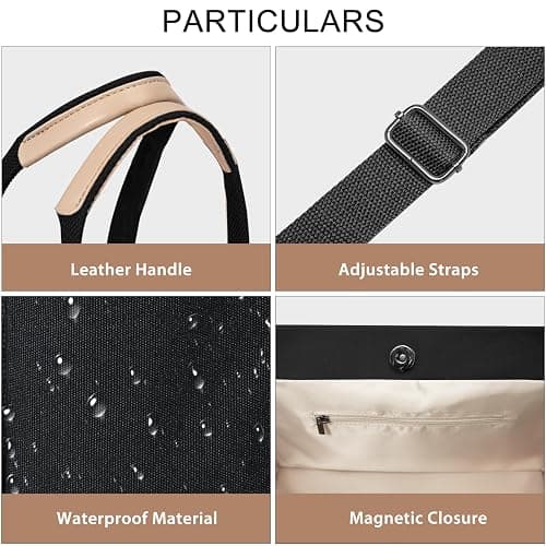 Canvas Tote Bag for Women Crossbody Work Purse with Pockets Top Handle Handbag Satchel Bags for Travel Nurse Teacher thumbnail 7