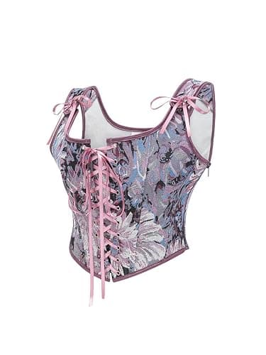 VAFADRESS Women's Renaissance Corset Tops Costume Lace Up Solid Floral Boned Bustier Bodice thumbnail 2