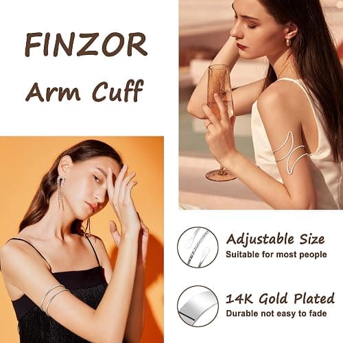Arm Cuff Bracelet for Women Arm Layered Cuff Bangles Adjustable Coil Swirl Armlet ArmBand Stackable thumbnail 5