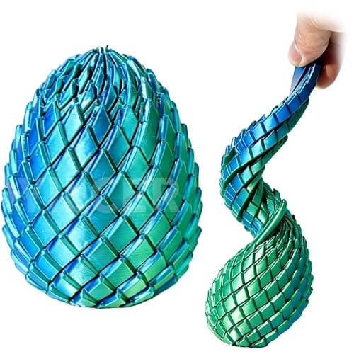 Twisty Fidget Egg, 3D Printed Slippery Egg Fidget, Easter Dragon Eggs, Easter Basket Stuffers Essentials,Stress Relief Desk Fidget Toy for Adults,3D Easter Egg Hunt Supplies (Green) - Image 1