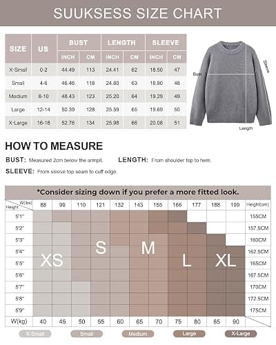 SUUKSESS Women Cashmere Oversized Long Sleeve Pullover Sweater Crew Neck Jumpers thumbnail 4