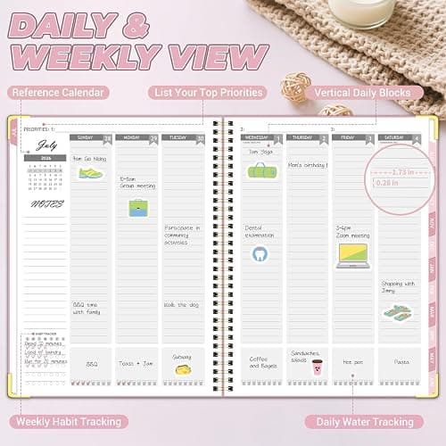 Academic Planner 2026-2027 (8.5" x 11") - Weekly & Monthly Planner (Jul. 2026 - Jun. 2027), Column View Calendar Organizers, Hardcover Agenda Book with Tabs for Office & School, Pink thumbnail 5