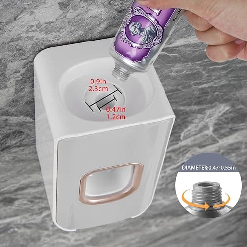 2 Slot Toothbrush Holder and Toothpaste Dispenser Wall Mounted, Automatic Toothpaste Squeezer, 2 in 1 Tooth Brush Toothpaste Organizer for Shower (Light Grey) - Light Grey - 1 thumbnail 4