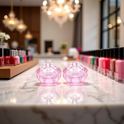 2 Pcs Glass Nail Art Cups Nail Dipping Jars Nail Dappen Dishes Bowls Nail Powder Holders Nail Liquid Containers with Lid Hexagon Nail Polish Nail Art and Polish Nail Salon Supplies thumbnail 4