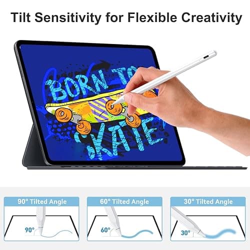 Stylus Pen for iPad Apple: Fast Charge for iPad Pencil Apple Pen with Palm Rejection Tilt Sensitivity - Pen for iPad 10/9/8/7/6, iPad Pro 12.9"/11"/13" M4, iPad Mini 6/5, iPad Air 5/4/3/11"-13" M2 - White thumbnail 5