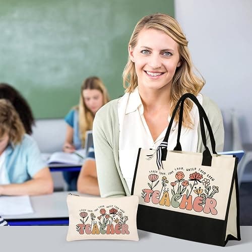 Canvas Tote Bag Makeup Bag for Women - Personalized Teacher Appreciation Gifts thumbnail 6