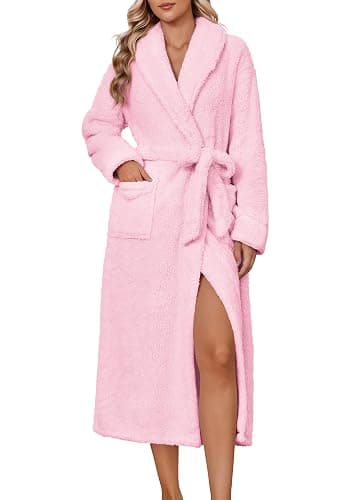 Ekouaer Plush Soft Robes for Women,Fluffy Warm Cozy Fleece Long Bathrobe | Premium Fuzzy Bathrobe with Pockets, Light Weight Bath Robe for Shower Spa Lounging - Image 1