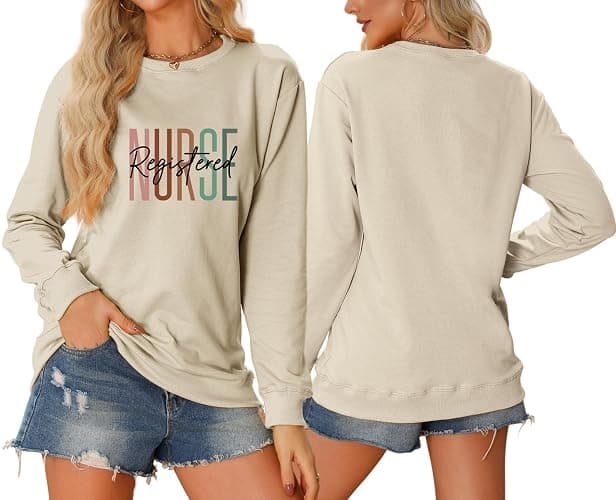 Registered Nurse Sweatshirt Women Rn Nurses Life Crewneck Long Sleeve Nursing Studenrt Pullover Tops thumbnail 5
