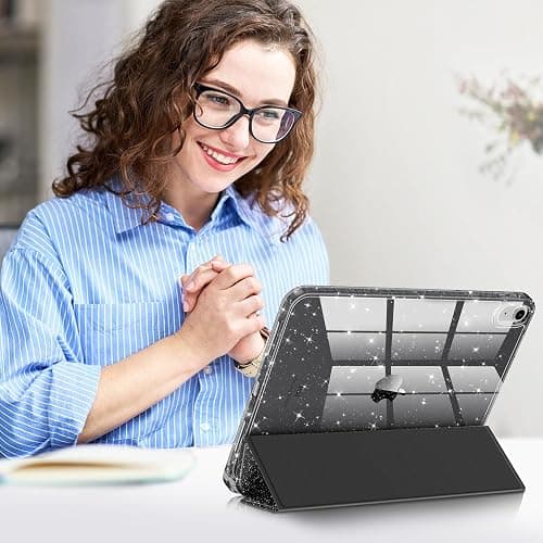 Fintie Slim Case for iPad (A16) 11th Generation 11 Inch (2025), iPad 10th Generation 10.9 Inch (2022) - Glittering Sparkly Shockproof Cover with Shiny Clear Back Shell & Pencil Holder, Black thumbnail 7