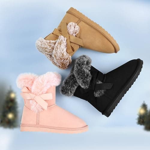 K KomForme Girls Kids Snow Boots Warm Fur Lined Slip On Outdoor Winter Shoes Lightweight Comfy（Little/Big Kids） thumbnail 7